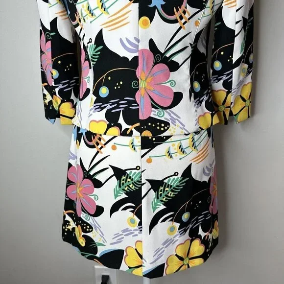 Rare Vintage Alberto Makali for Cache Floral Print Jacket and Skirt Suit 4/6